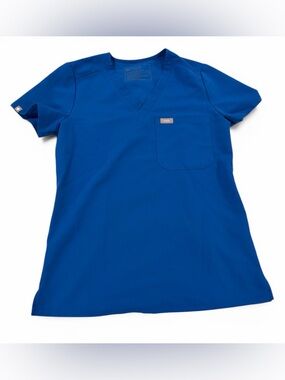 FIGS Catarina Scrub Top Womens XXS Royal Blue One Pocket Technical Collection